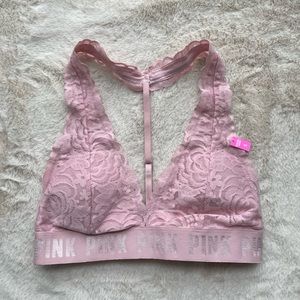 PINK Triangle Lace Bralette - Light Pink
